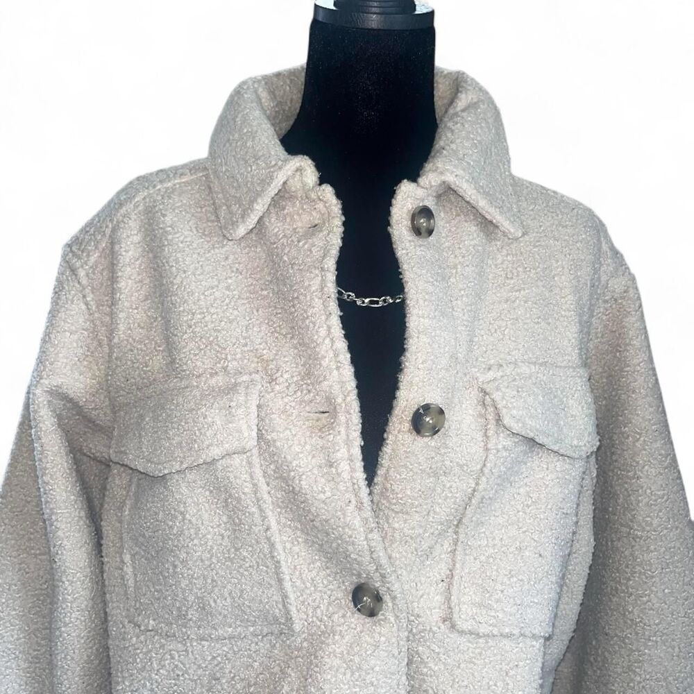H&M Women's Cream Sherpa Jacket SZ S